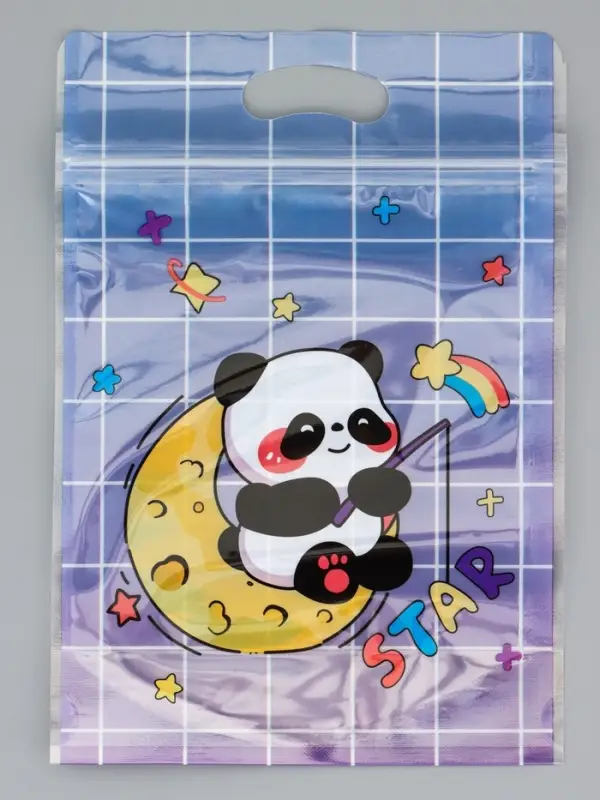 Пакет подарочный, с zip-lock застежкой, &laquo;Панда на луне&raquo;, 15&times;23&plusmn;1 см МИКС