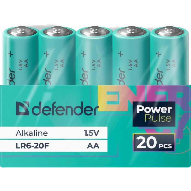 Батарейка DEFENDER (56014) алкалиновая LR6-20F AA, бокс 20шт/уп PowerPulse