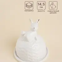Лимонница SL Home &laquo;Пасхальные кролики&raquo;, 14&times;14.5 см, доломит, белая