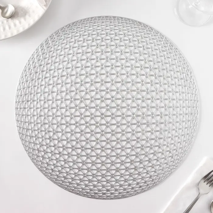 Салфетки сервировочные на стол Доляна &laquo;Сфера&raquo;, d=35.5 см, 4 шт., серебряные
