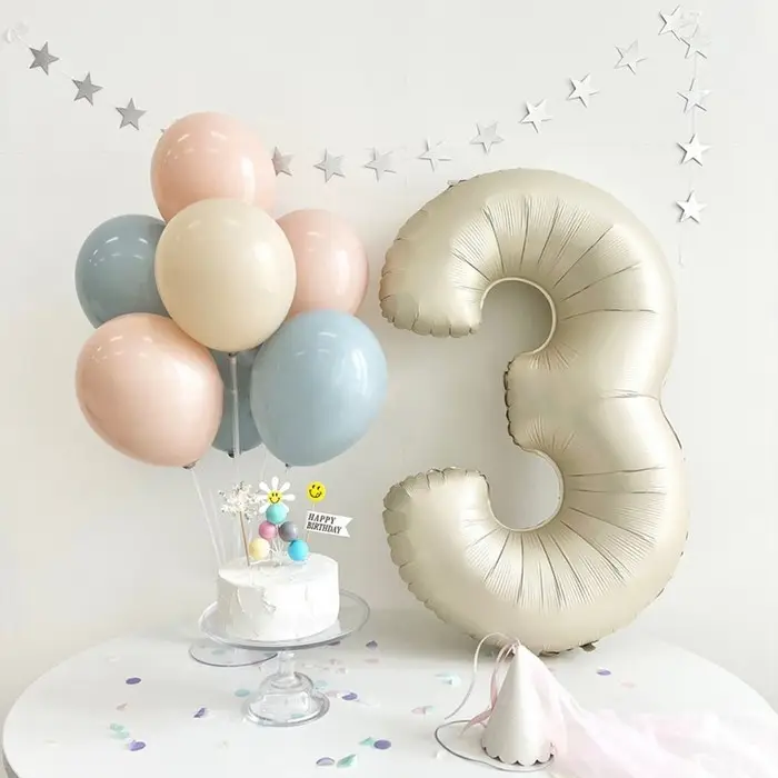 Шар фольгированный 40 Шар фольгированный 40" Цифра 3, цвет «Взбитые сливки»