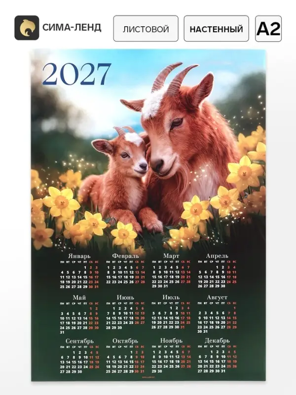 Календарь 2027, настенный, А2 &laquo;Коза и козленок&raquo;