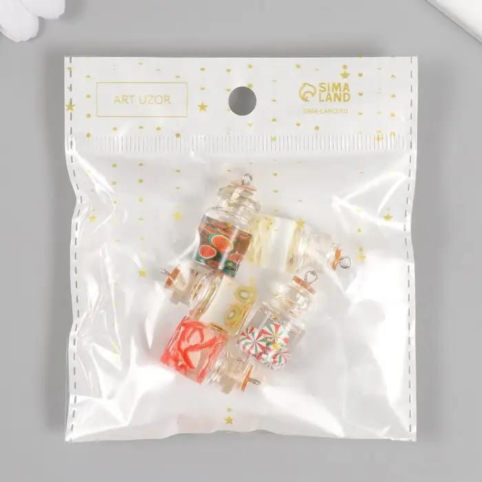 Подвеска для творчества стекло, пластик  Подвеска для творчества стекло, пластик "Фрукты в колбе" МИКС 2,8х1,5 см