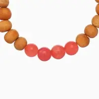 Браслет из сандалового дерева с агатом, длина 18 см, цв. красный