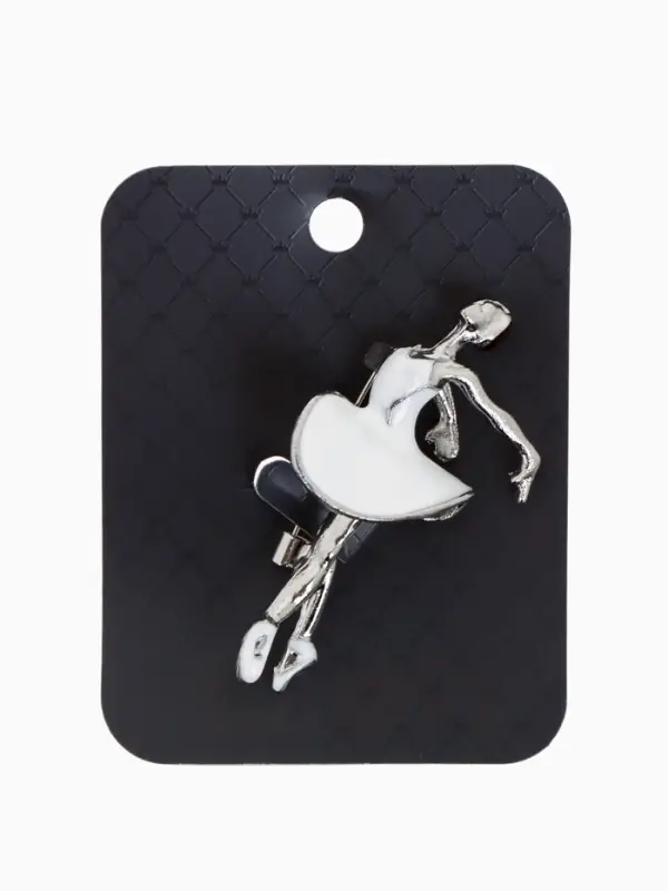 Брошь &laquo;Балерина&raquo;, в пуантах, белая в серебре