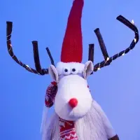 Светодиодная фигура &laquo;Новогодний лосик&raquo; 58 см, текстиль, 10 LED, от батареек CR2032&times;1, свечение тёплое белое