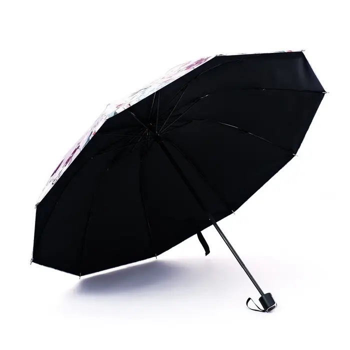 Зонт механический &laquo;Птицы с цветами&raquo;, эпонж, 4 сложения, 10 спиц, R=56/63 см, d=112 см, МИКС