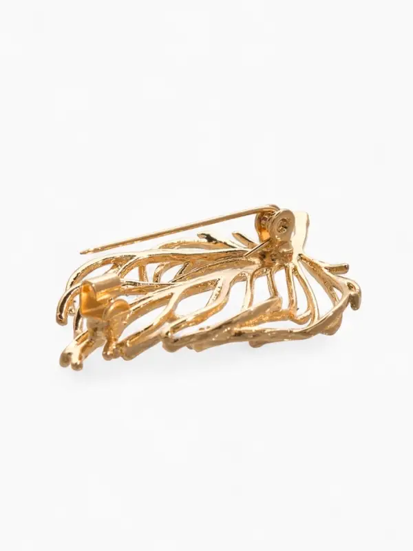 Брошь  Брошь "Лист" веточка, цвет золото