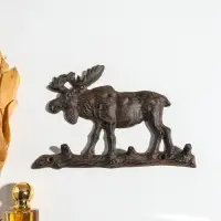 Крючки настенные &laquo;Лось на бревне&raquo;, ключница декоративная, чугун, 23&times;15&times;2.2 см