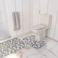 Коврики для ванной и туалета Доляна &laquo;Галька&raquo;, 2 шт., 40&times;49 см, 50&times;80 см