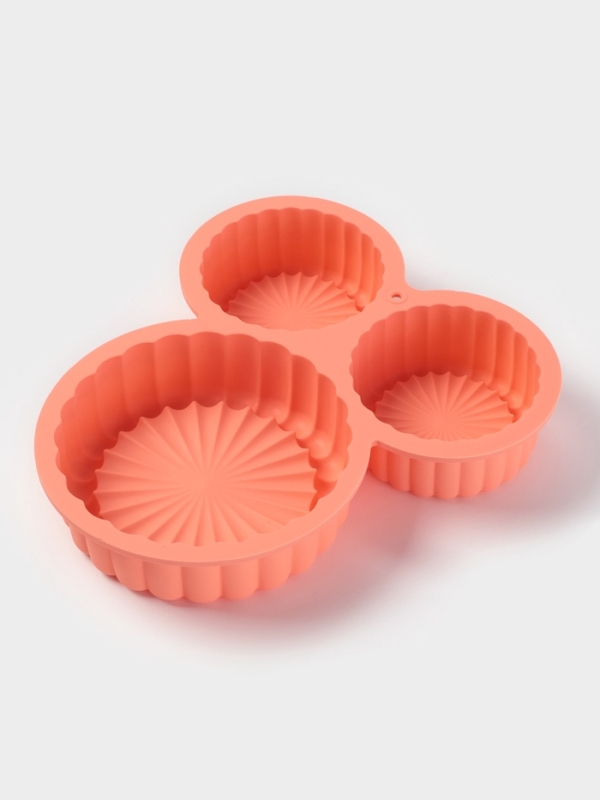 Форма для выпечки Доляна «Савоярди», силикон, 3 ячейки, 22×19×4 см, персиковая Форма для выпечки Доляна «Савоярди», силикон, 3 ячейки, 22×19×4 см, персиковая