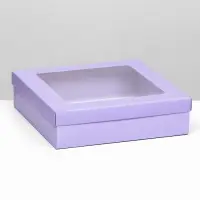 Коробка подарочная складная, упаковка, крышка-дно, сиреневая, с окном 30&times;30&times;8 см