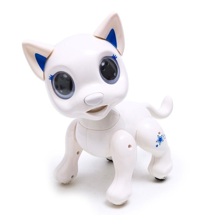 Робот собака «Питомец» IQ BOT, на пульте управления, интерактивный: звук, свет, на батарейках, белый