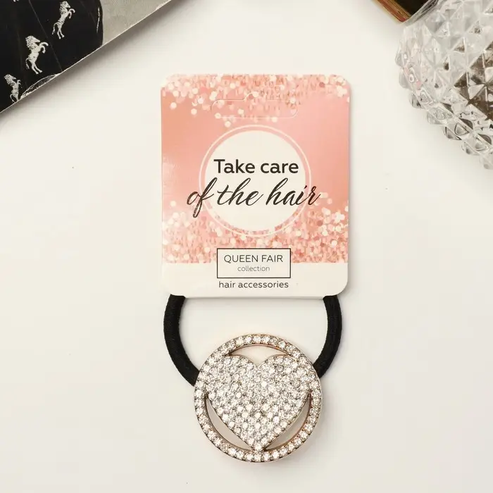 Резинка для волос Резинка для волос "Вевея" сердце, 4,5 см, серебро