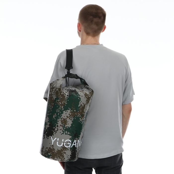 Гермомешок YUGANA, ПВХ, водонепроницаемый 15 литров, один ремень, камуфляж