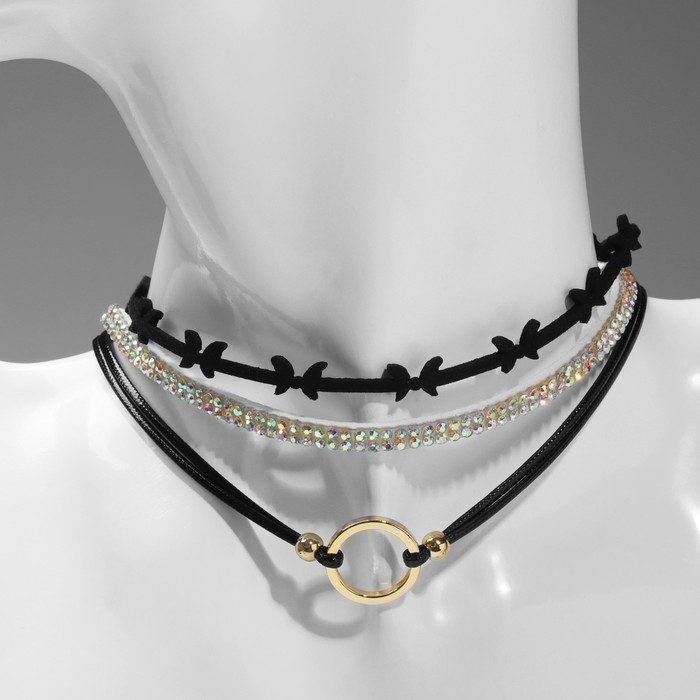 Чокер «Трио» бабочки (набор 3 шт.), цвет чёрно-золотой, 34 см Чокер «Трио» бабочки (набор 3 шт.), цвет чёрно-золотой, 34 см