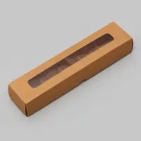 Коробка для 5 конфет, с окном, с тонкими разделителями, крафт 21&times;5&times;3.3 см