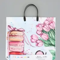 Пакет "Комплимент ассорти", полиэтиленовый с пластиковой ручкой, 38 х 34 + 3 см, 90 мкм