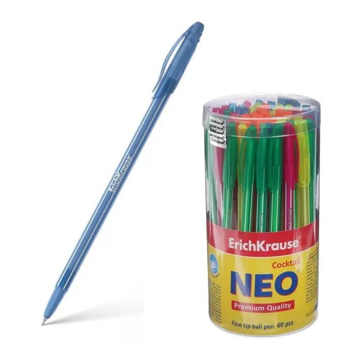 Ручка шариковая ErichKrause Cocktail, игольчатый узел 0.7 мм, чернила синие, одноразовая, МИКС Ручка шариковая ErichKrause Cocktail, игольчатый узел 0.7 мм, чернила синие, одноразовая, МИКС