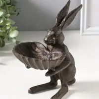 Фигурка - подставка для мелочей, кормушка для птиц &laquo;Заяц с ракушкой&raquo;, чугун, 14&times;11.5&times;16.5 см
