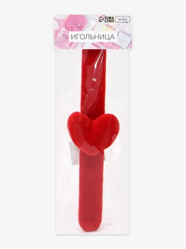 Игольница на браслете &laquo;Сердце&raquo;, 23&times;6 см, красная