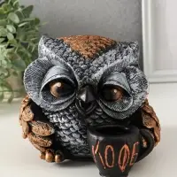 Копилка "Сова с чашкой" 15х18 см, бронза с серебром Копилка "Сова с чашкой" 15х18 см, бронза с серебром