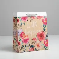 Пакет подарочный крафтовый, упаковка, &laquo;With big love&raquo;, 23 х 27 х 12 см