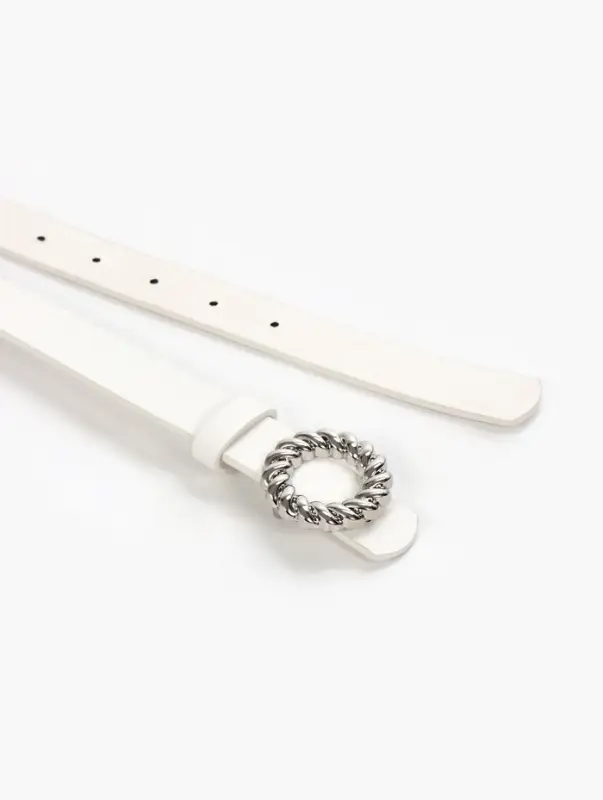 Ремень женский, 2.3&times;107 см, декоративная металлическая пряжка, белый