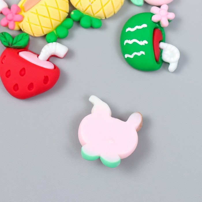 Декор для творчества пластик Декор для творчества пластик "Коктейль из фруктов" набор 10 шт 2,1х1,9 см