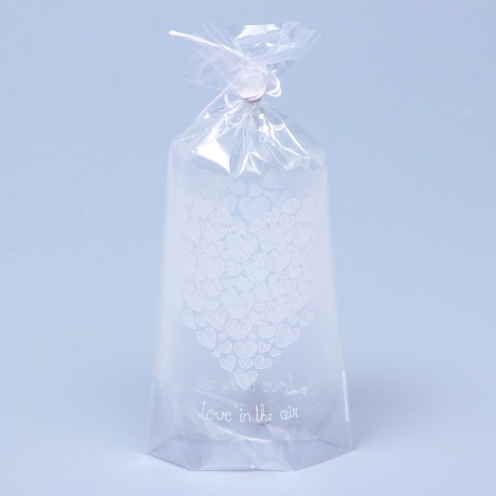Пакет фасовочный БОПП, с донной складкой, Пакет фасовочный БОПП, с донной складкой, "Любовь в воздухе" 9*19 см набор 50 шт