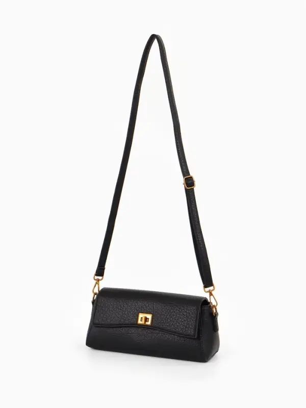 Сумка женская мессенджер TEXTURA на клапане, 26&times;9&times;12 см, чёрная