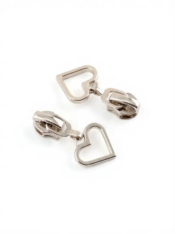 Бегунок для молнии &laquo;Спираль&raquo;, №7, &laquo;Сердце&raquo;, 10 шт., цвет никель