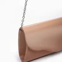 Сумка-клатч женская вечерняя на магните, на цепочке, однотонная, бежевая