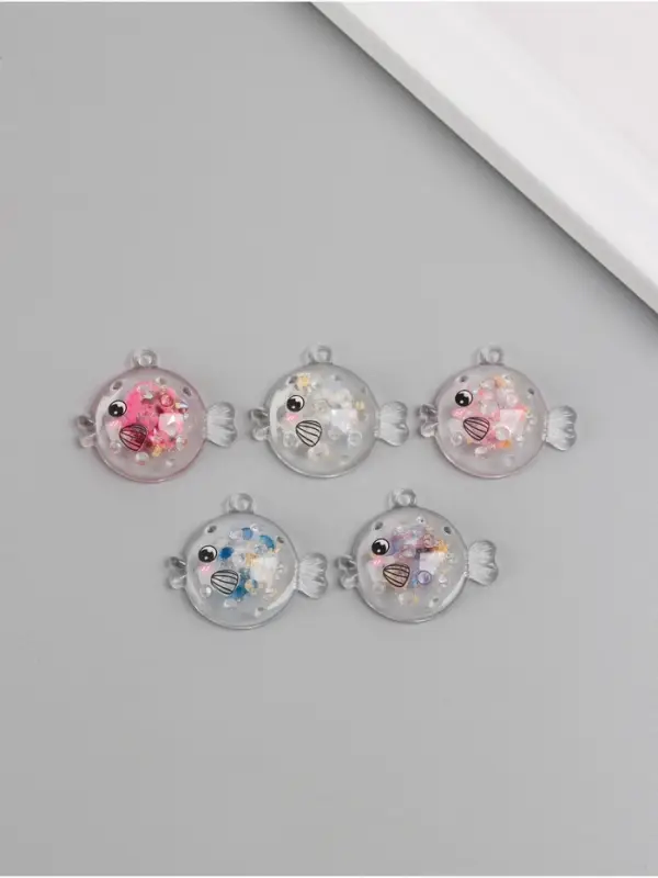 Подвеска для творчества акрил Подвеска для творчества акрил "Рыбка" с глиттером светится в темноте МИКС 2,6х3,1х1 см