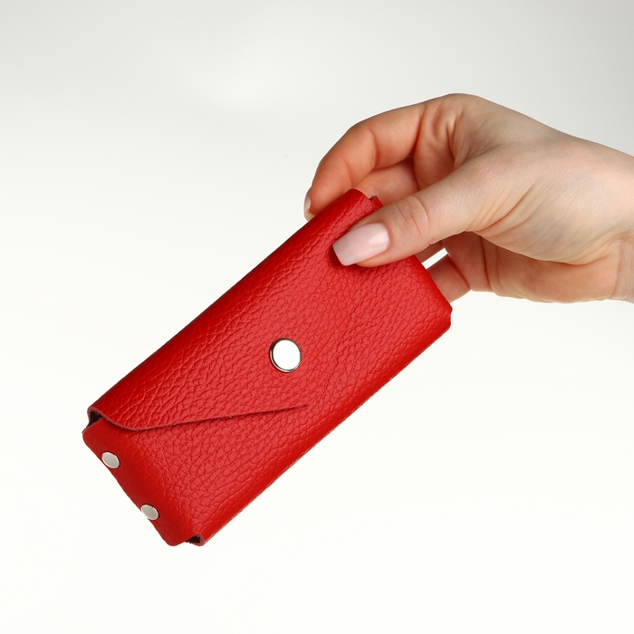 Ключница карманная на кнопке, TEXTURA, длина 15 см, кольцо, цвет красный Ключница карманная на кнопке, TEXTURA, длина 15 см, кольцо, цвет красный