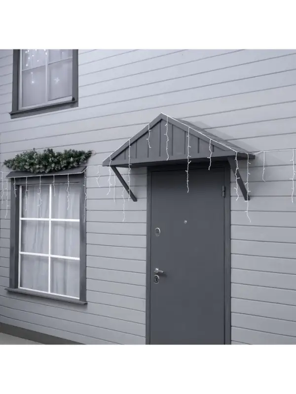 Гирлянда «Бахрома» 25 × 0.7 м, IP44, УМС, белая нить, 450 LED, свечение тёплое белое, мерцание, 220 В