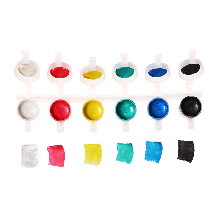 Краска акриловая, набор 6 цветов х 5 мл, WizzArt Kid Pearl, ПЕРЛАМУТРОВЫЕ (повышенное содержание пигмента), морозостойкие