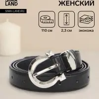 Ремень женский, 110&times;2.3 см, пряжка металл, серебристая, чёрный