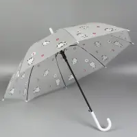 Зонт - трость детский &laquo;Коровки&raquo;, полуавтоматический, 8 спиц, R=45/54 см, d=90 см, прозрачный, белый