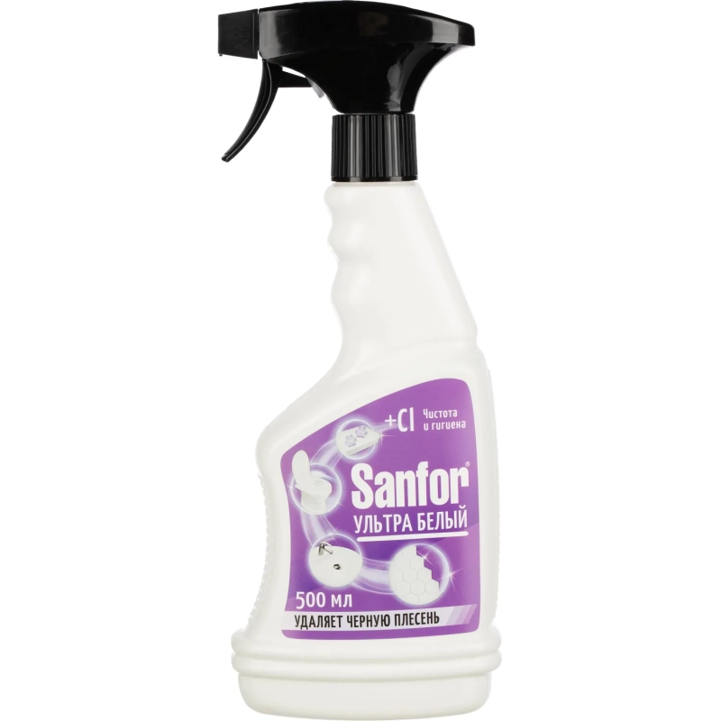 Средство для сантехники SANFOR Ультра Белый спрей унив 500мл