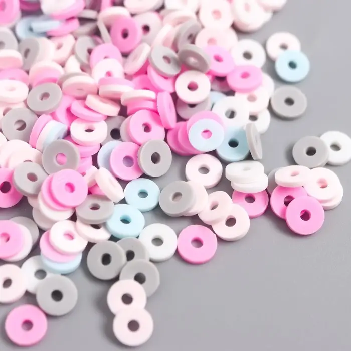 Бусины для творчества PVC "Колечки розово-голубые" набор ≈ 330 шт 0,1х0,6х0,6 см