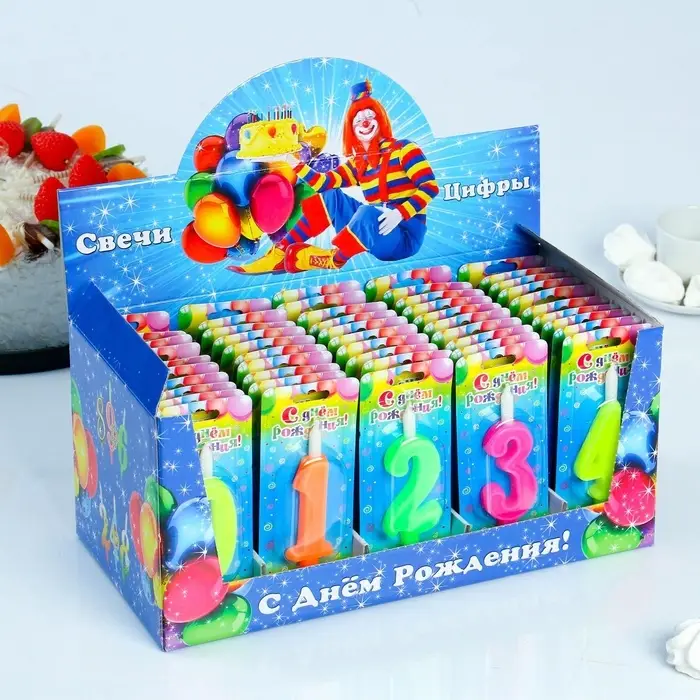 Свечи для торта цифры &laquo;Классика&raquo;. 10.2 см, в шоу-боксе, 50 штук