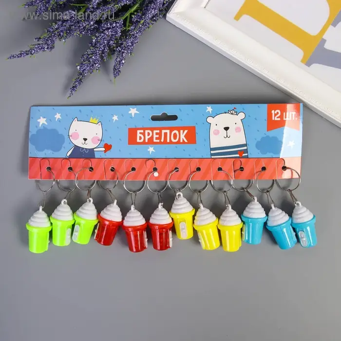 Фонарик брелок для ключей на кольце «Мороженое в стаканчике», мигает, 4.5×2.5×2.5 см, МИКС Фонарик брелок для ключей на кольце «Мороженое в стаканчике», мигает, 4.5×2.5×2.5 см, МИКС