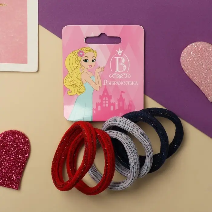 Резинка для волос Резинка для волос "Перелив" (набор 6 шт) 3,5 см, синий красный белый