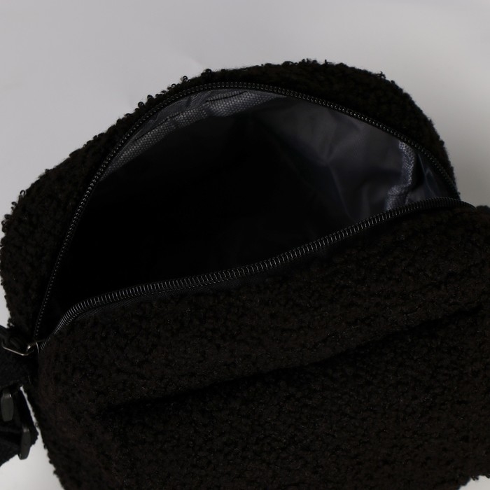 Плюшевая сумка тедди кросс-боди, чёрная Плюшевая сумка тедди кросс-боди, чёрная