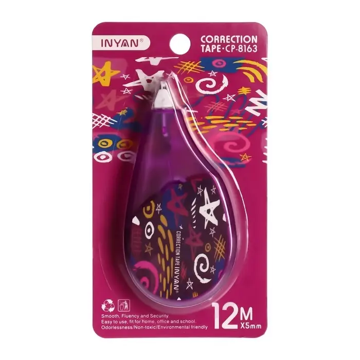 Корректор-лента 12 м &times; 5 мм, блистер, европодвес, корпус МИКС с рисунком