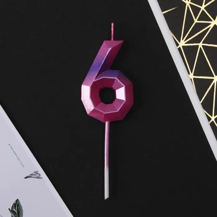 Свеча для торта, цифра &laquo;6&raquo;, 8,5 х 3 см
