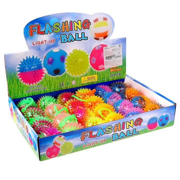 Мяч «Ёжик», световой, с пищалкой, 6,5 см, цвета МИКС Мяч «Ёжик», световой, с пищалкой, 6,5 см, цвета МИКС