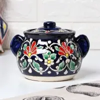 Сахарница узбекская Риштанская Керамика &laquo;Цветы&raquo;, 1 л, синяя