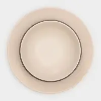 Набор тарелок керамических Доляна &laquo;Пастель&raquo;, 18 предметов: 6 тарелок d=19 см, 6 тарелок d=27 см, 6 мисок d=19 см, цвет коричневый